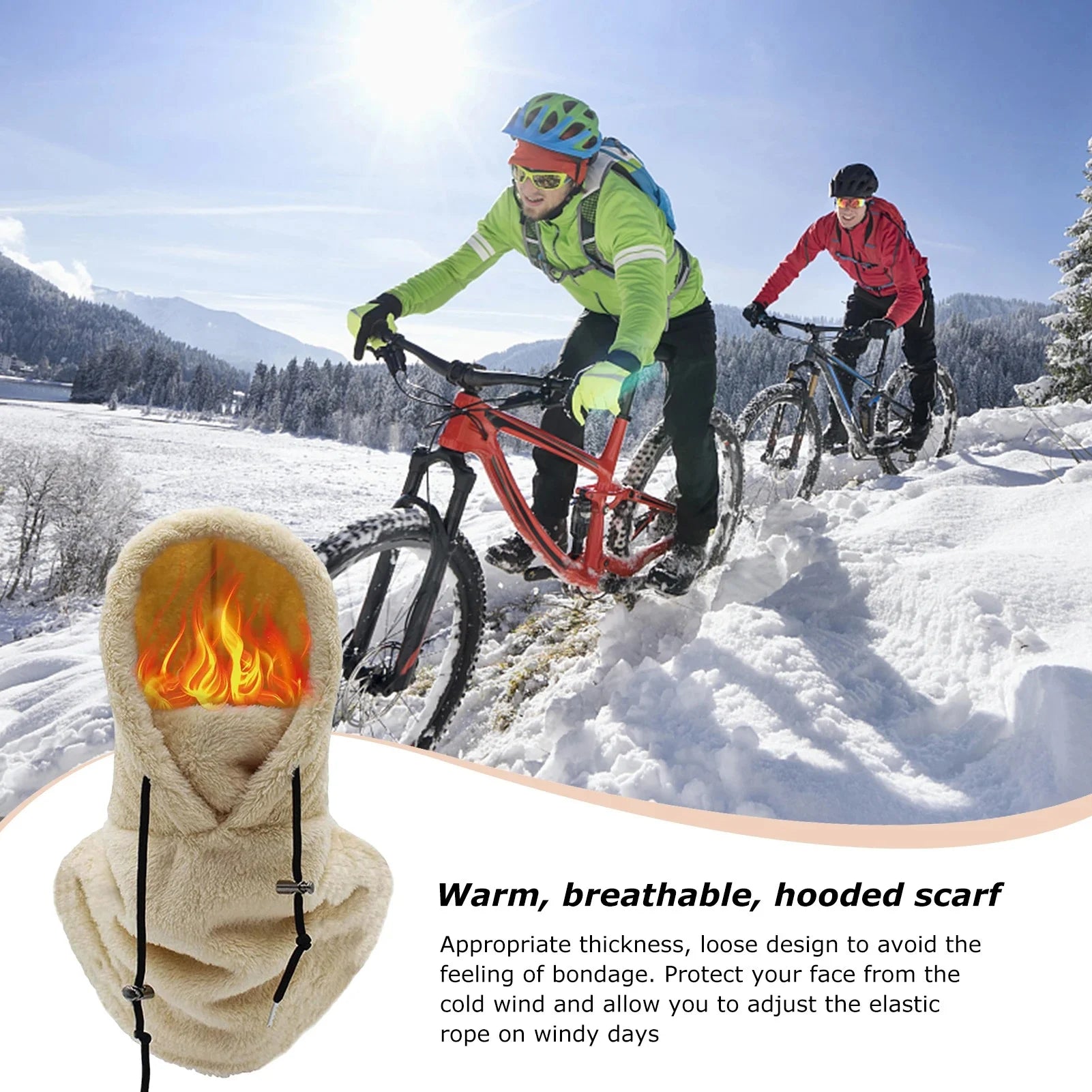 Winddichte Sportmaske mit Sherp-Kapuze für den Winter im Freien